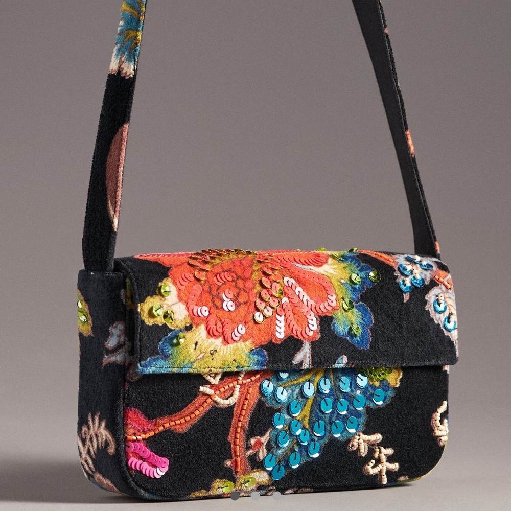 Anthropologie THE FIONA SHOULDER BAG: VELVET BOTANICAL EDITION Style 933…